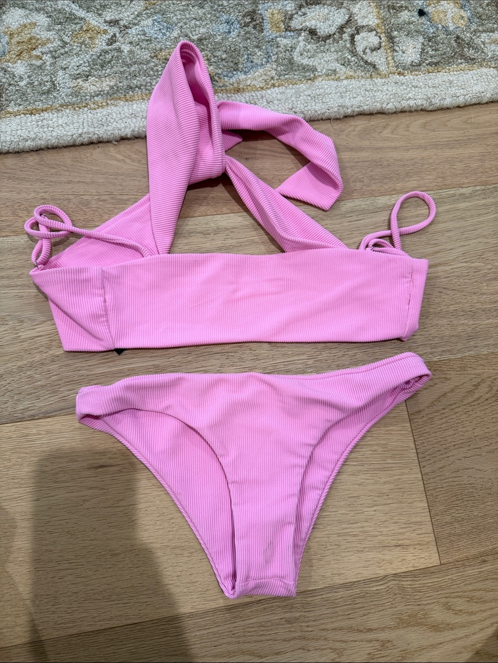SAME Pink Ribbed Women's Bikini Set